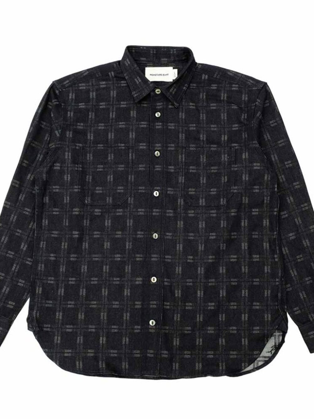 Momotaro Jeans Triple Stitch L/S Jacquard Shirt - Indigo - M